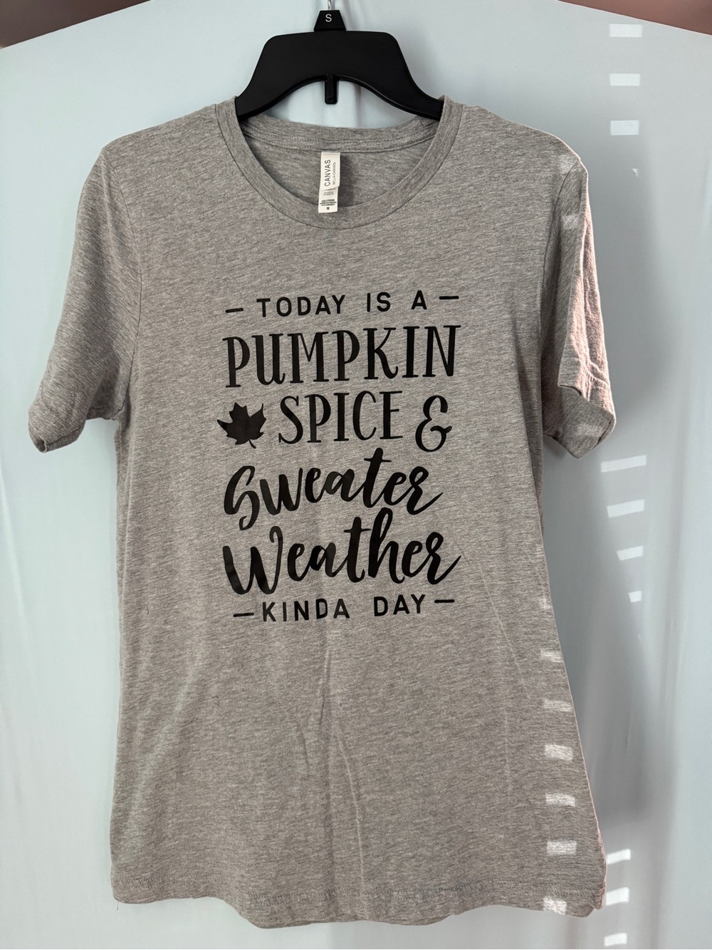 Bella Canvas Gray Graphic T-Shirt Womens Medium Pumpkin Spice Fall